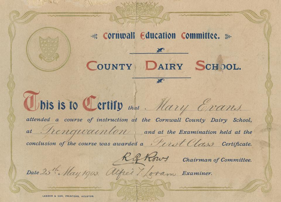 Mary Evans certificate